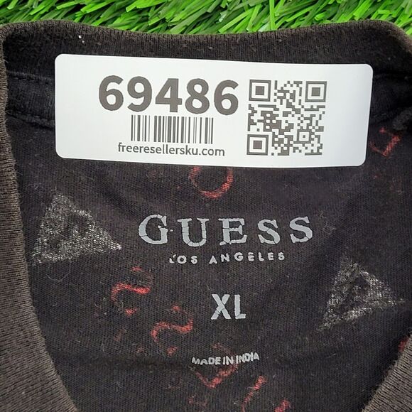 GUESS AOP Shirt Large 21x28 Black - Picture 7 of 11